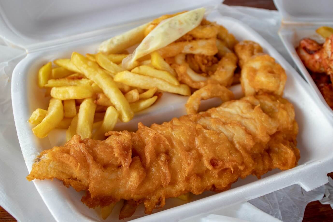 A portion of fish and chips