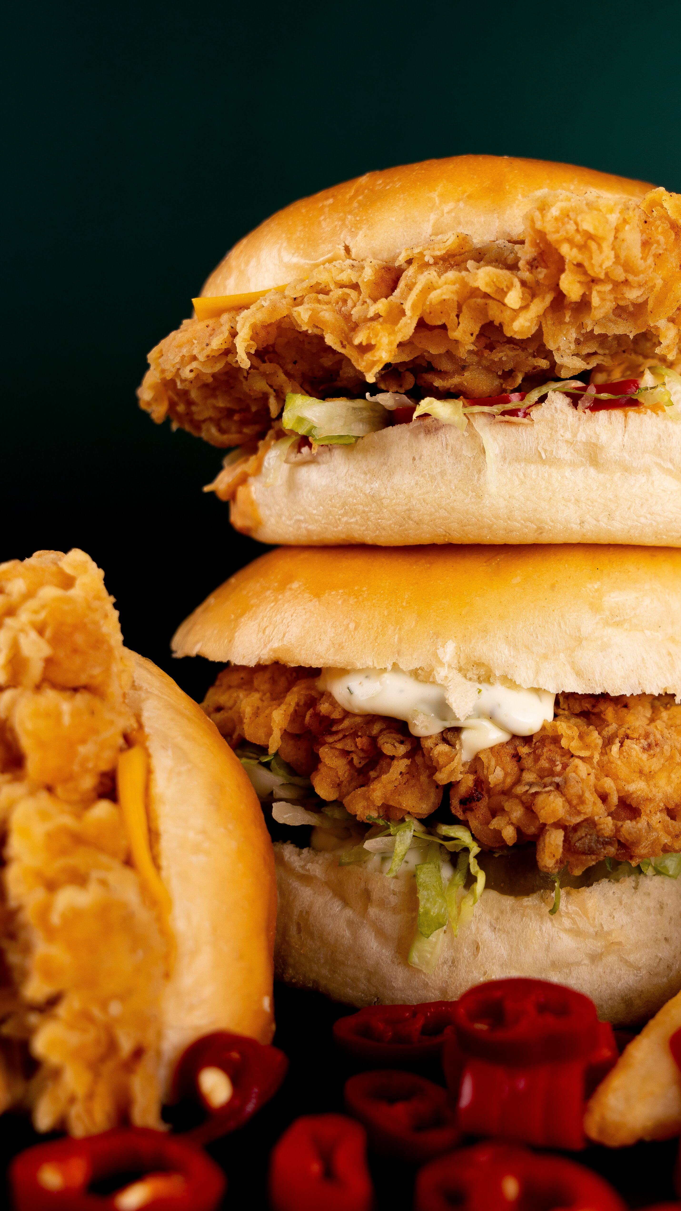 A double chicken burger