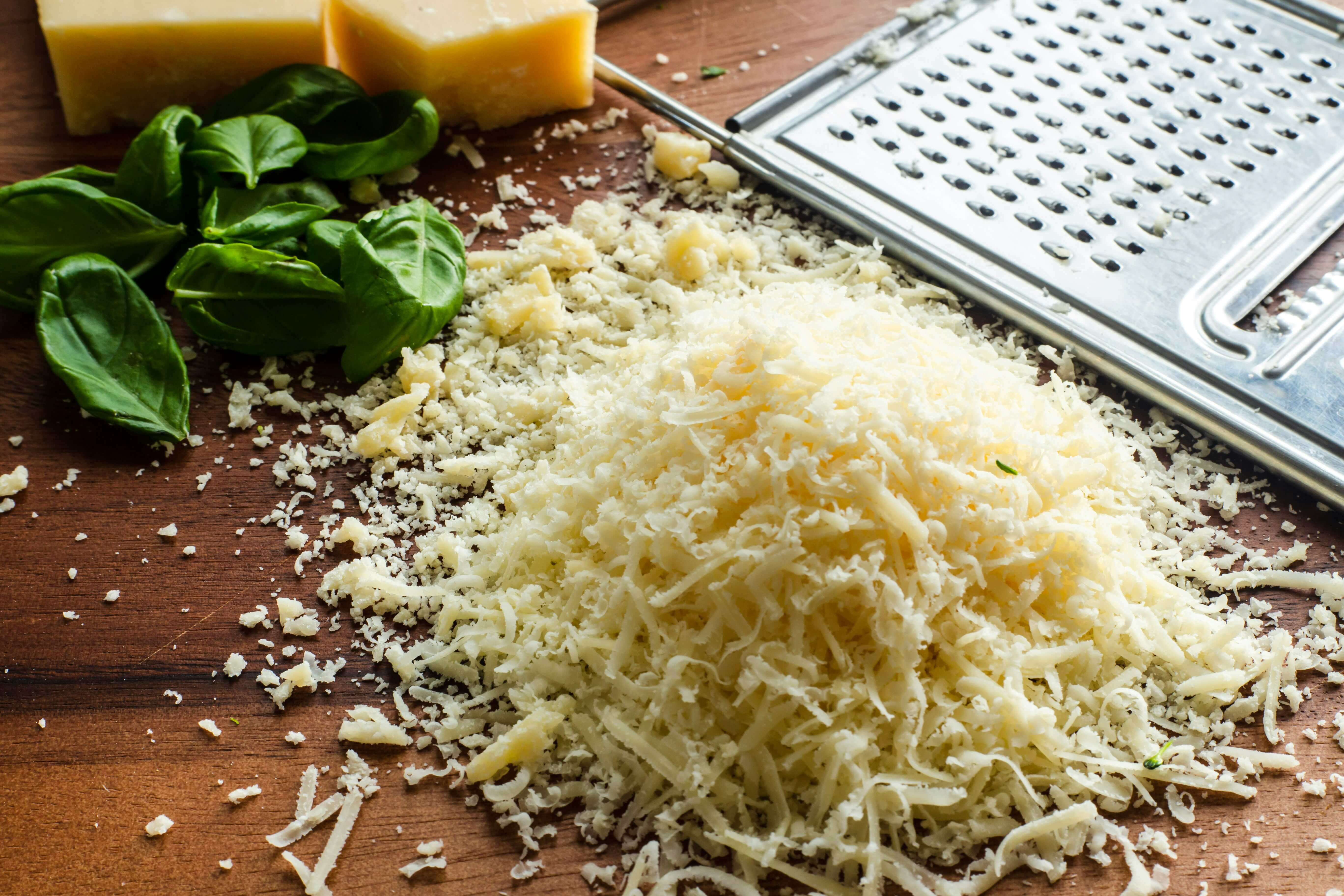 a portion of grated cheese